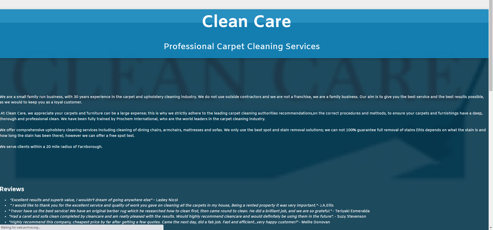 Carpet abd upholstery cleaning services Farnborough old website