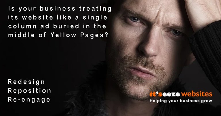 An advert for it'seeze about the yellow pages featuring a man