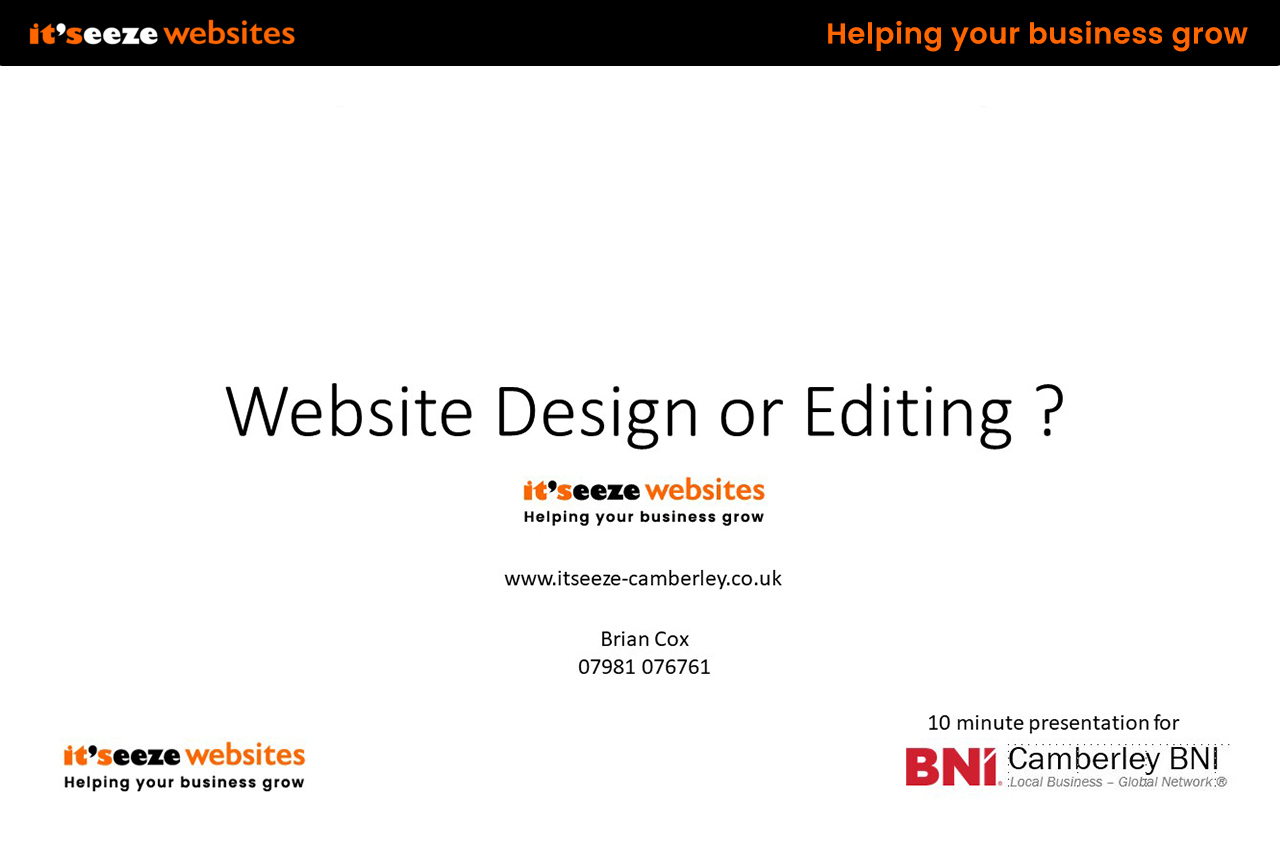 website design or is it website editing - Itseeze Camberley
