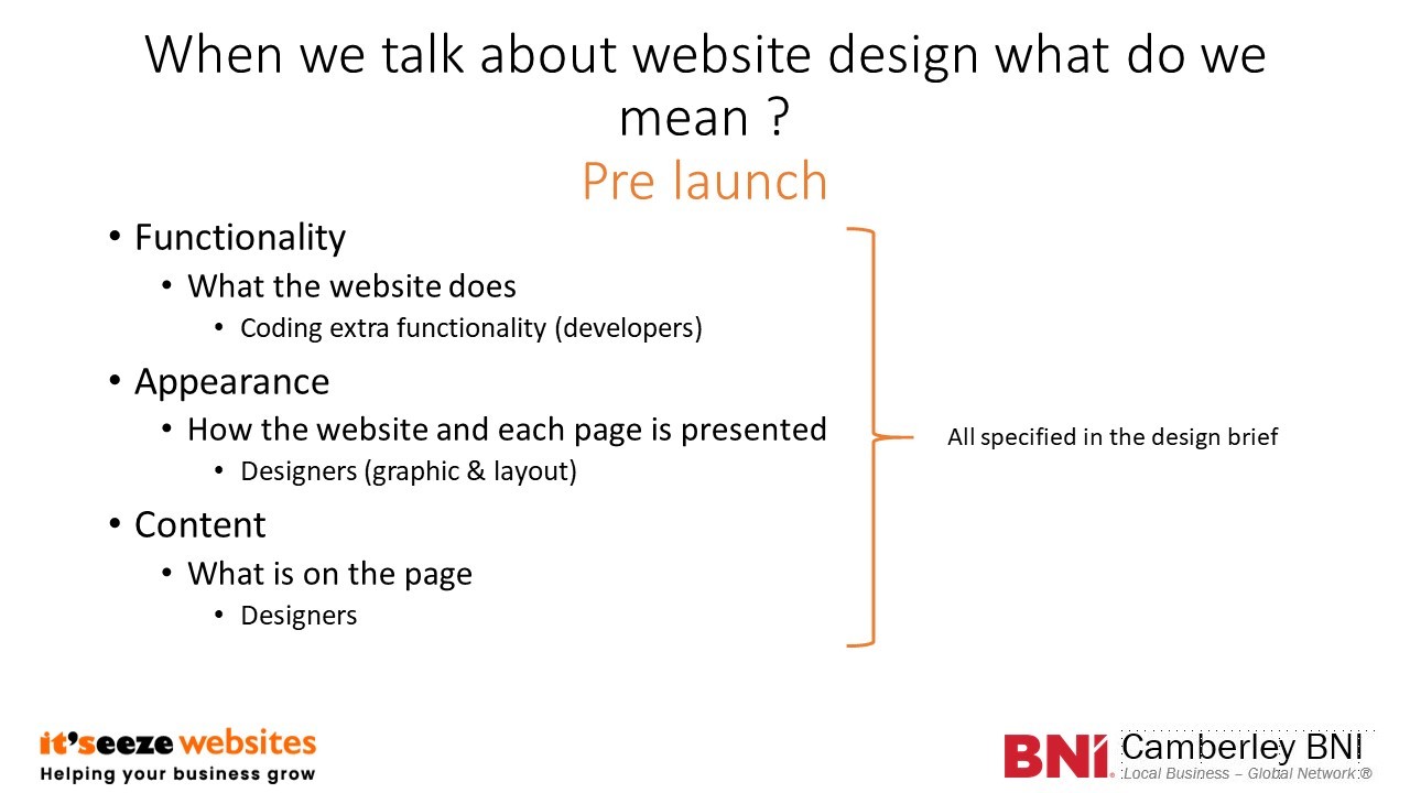Website design - pre launch